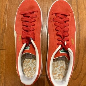 Women’s Puma Red and White classic suede Sneakers